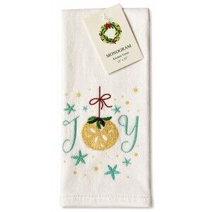 Christmas Beach Joy Kitchen Dish Towel Sand Dollar Starfish White Cotton Holiday